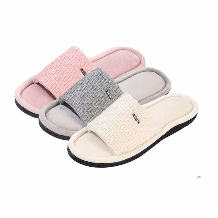 Women's Open Toe Memory Foam House Slippers Assorted S-XL