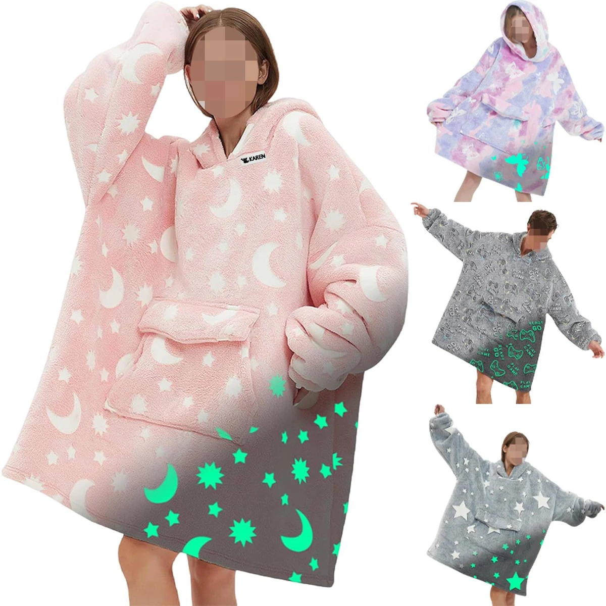 Oversized Fluorescent Warm Blanket Hoodie, custom hoodie or sweatshirt with logo imprint 1