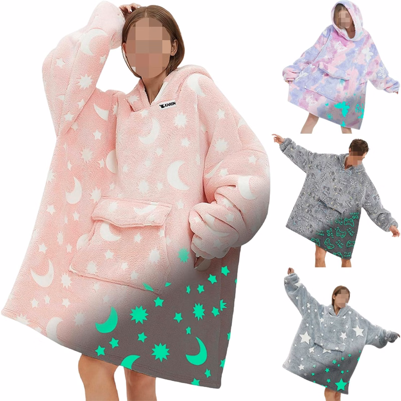 Oversized Fluorescent Warm Blanket Hoodie