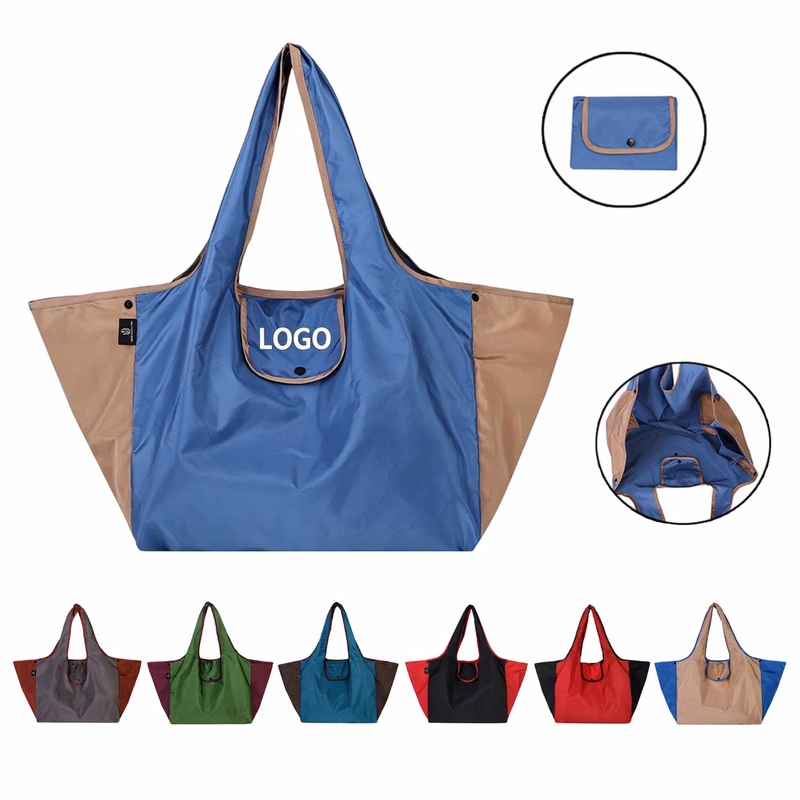 Foldable Two Tone Shopping Tote Bag
