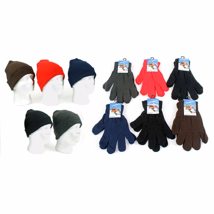 Adults' Winter Hat & Gloves Combos- Assorted Colors Knit Magic Stretch