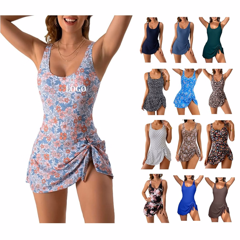 Women One PieceTummy Control Swim Dresses Skirt Bathing Suit