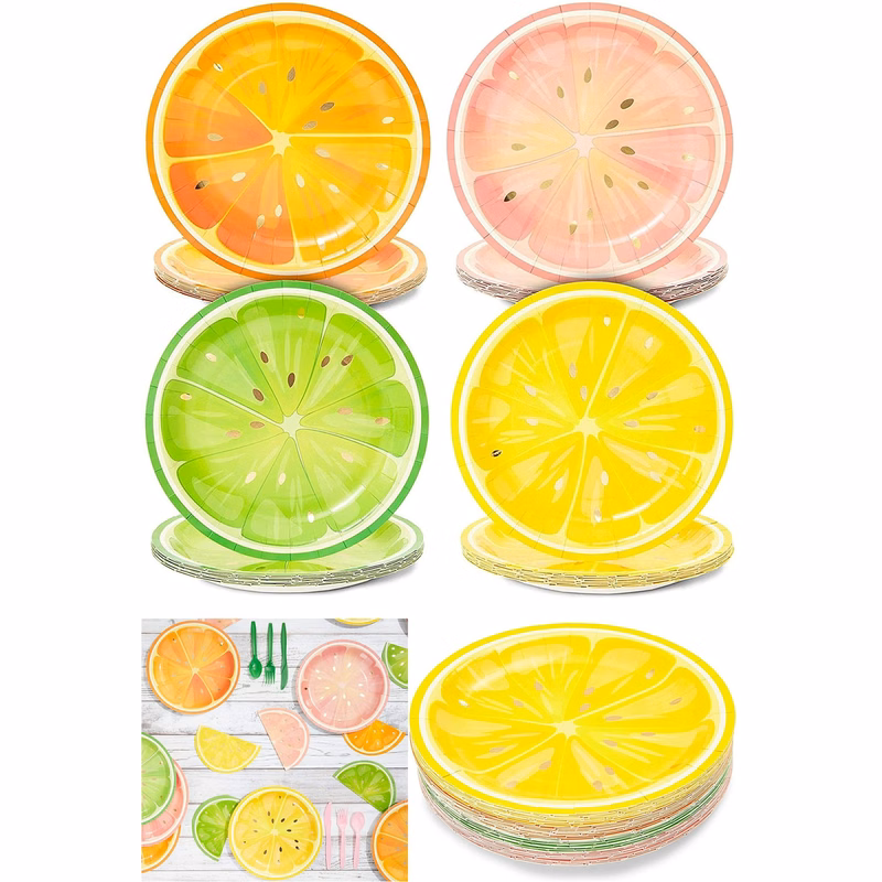 8 Pack Citrus Fruit Party Plate for Summer Celebration