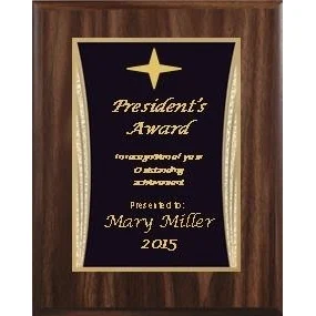 8" x 10" Walnut Finish Plaque with a Black Showtime Plate 1