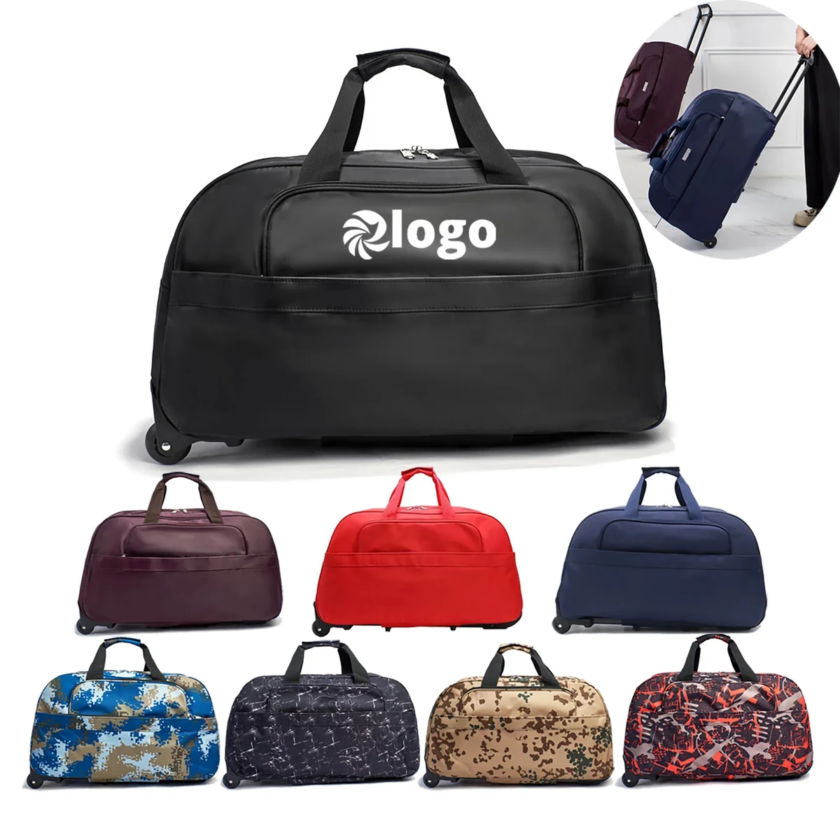 Custom Wheeled Rolling Duffel Luggage Bag MOQ 10pcs 1