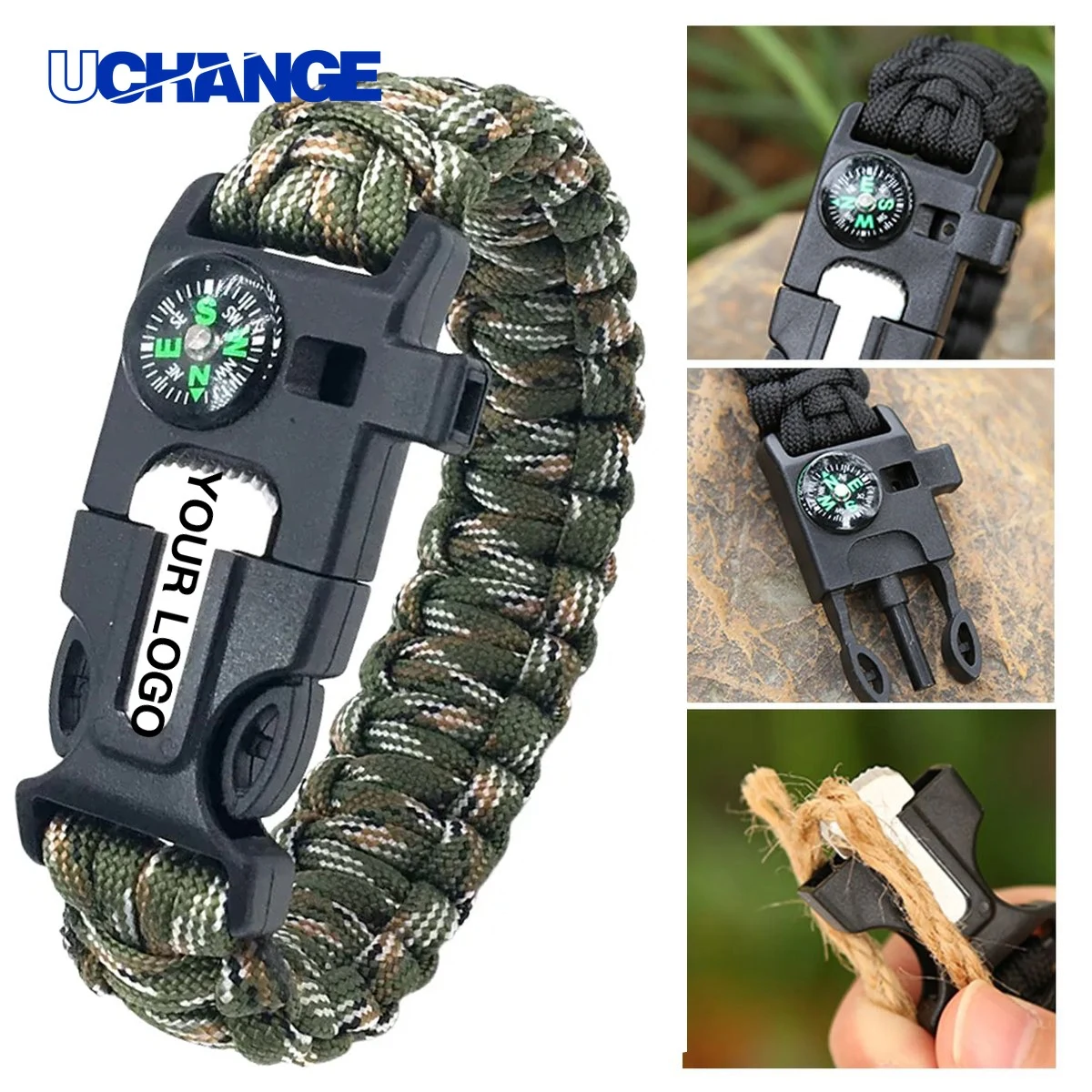 Survival Bracelet with Whistle and Fire Starter 1