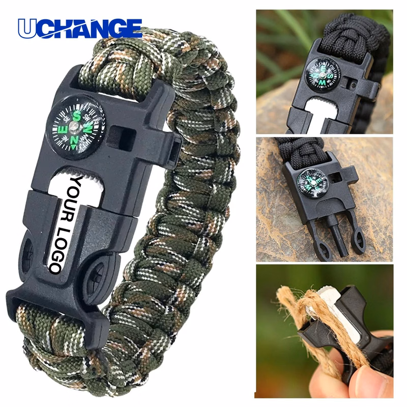 Survival Bracelet with Whistle and Fire Starter