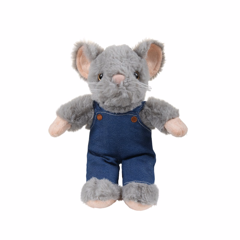 soft plush Mouse in denim overall