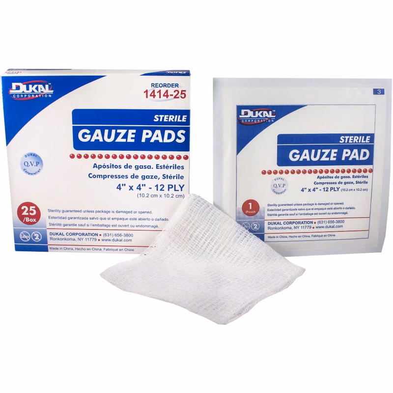 Sterile Gauze Pads - 4" x 4" 12-Ply 25 Pack