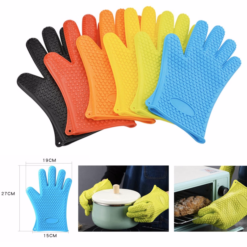 Silicone Cooking Gloves Heat Resistant Oven Washable Mitts