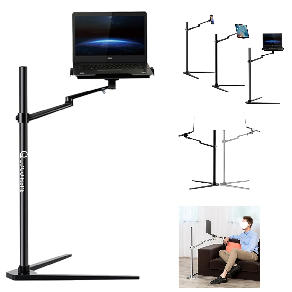Floor Arm Mount Stand For Laptop & Cellphone 1