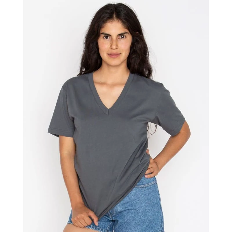 Los Angeles Apparel Unisex USA-Made Fine Jersey V-Neck T-Shirt - 24056 1