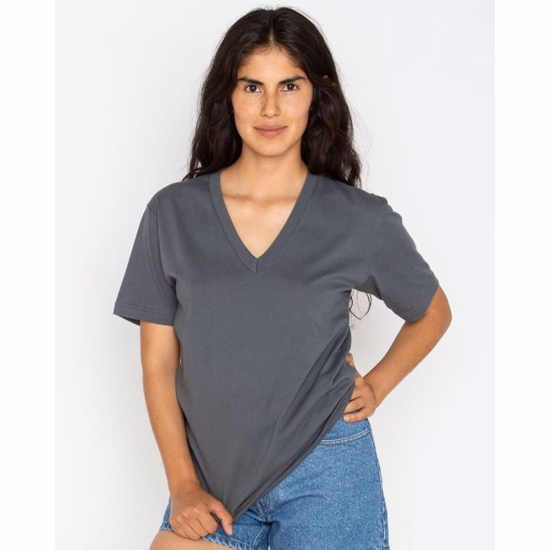Los Angeles Apparel Unisex USA-Made Fine Jersey V-Neck T-Shirt - 24056