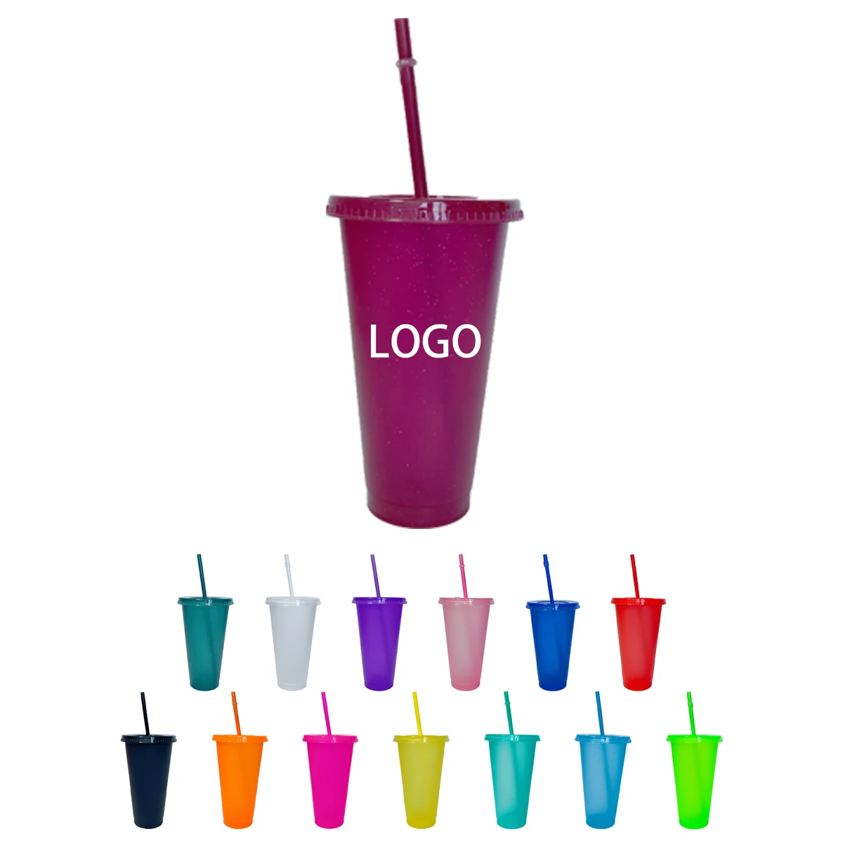 24OZ Glitter Straw Large Tumbler 1