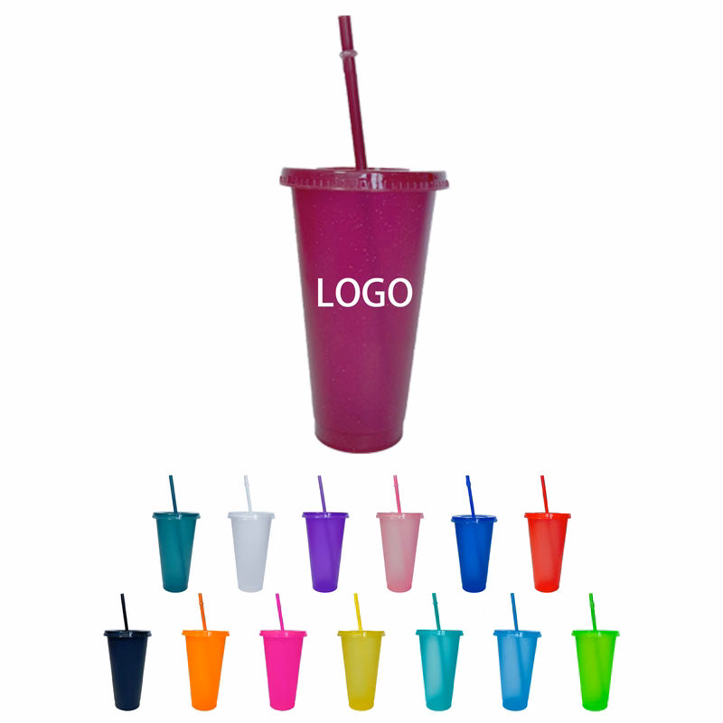 24OZ Glitter Straw Large Tumbler