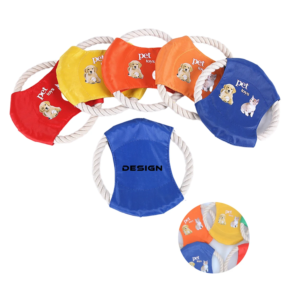 MOQ 50 Durable Cotton Rope Flying disc Dog Chew Toy for Pets 1