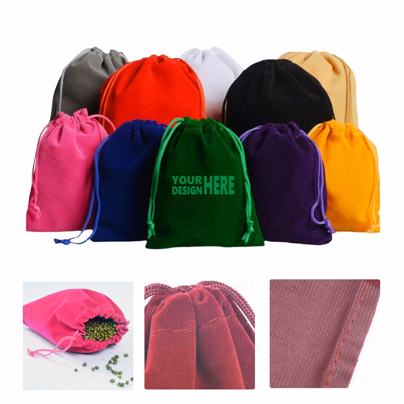 MOQ 50 Velvet Drawstring Pouch for Jewelry Gift Packaging
