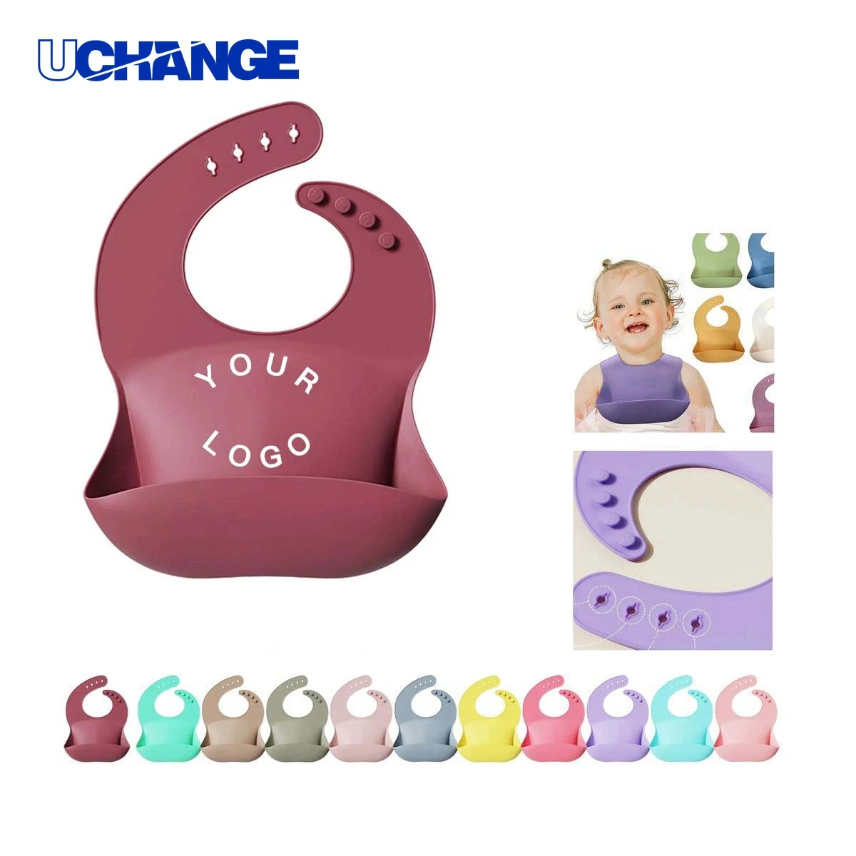 Silicone Baby Bib with Food Catcher Pocket for Feeding 1
