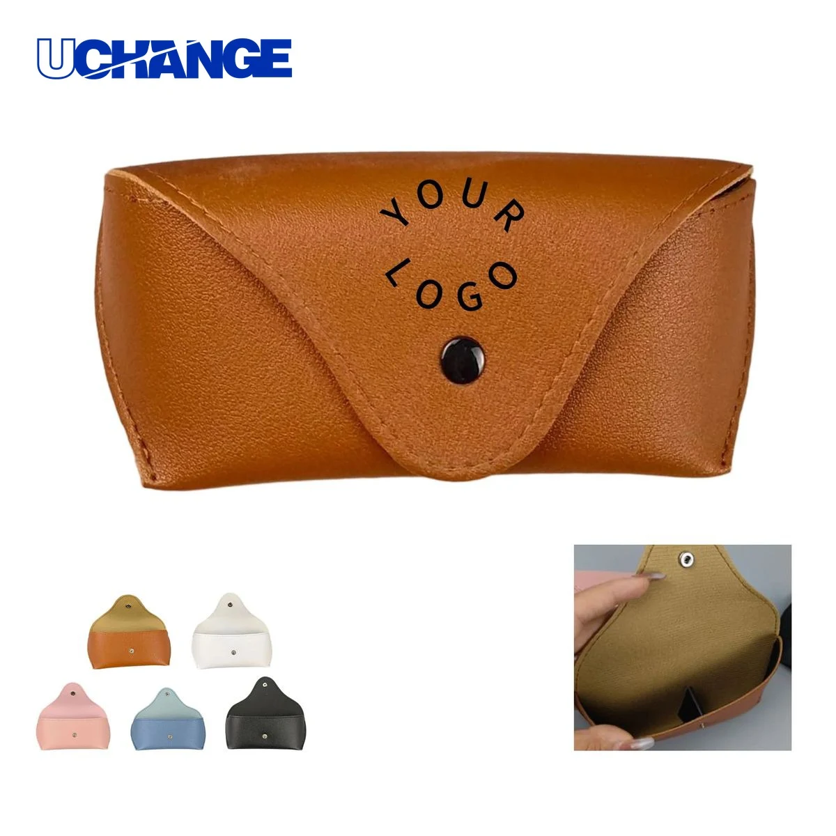 PU Leather Eyewear Case with Button Lock 1