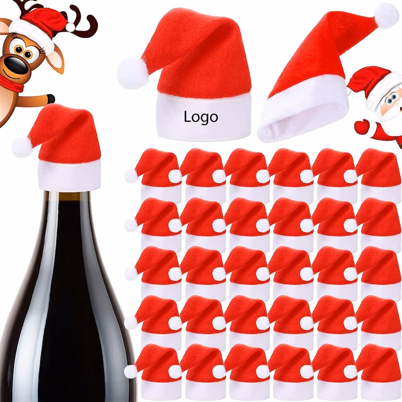 Mini Christmas Hat for Wine Bottle Tableware Holders