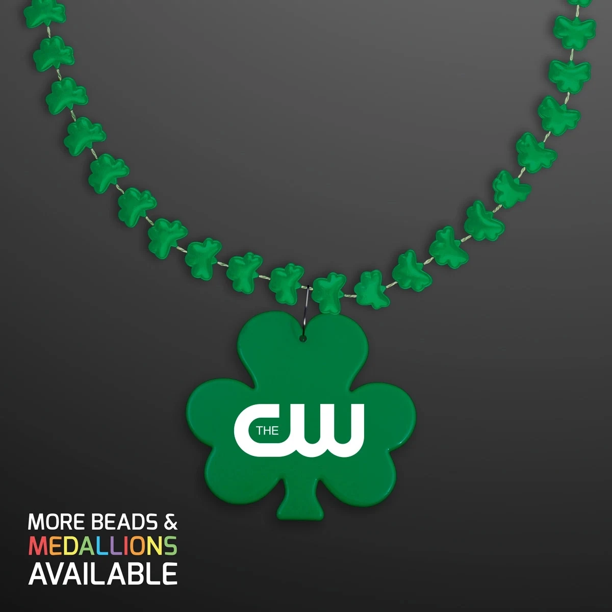 Rounded Mini Shamrocks Bead Necklace with Medallion 1