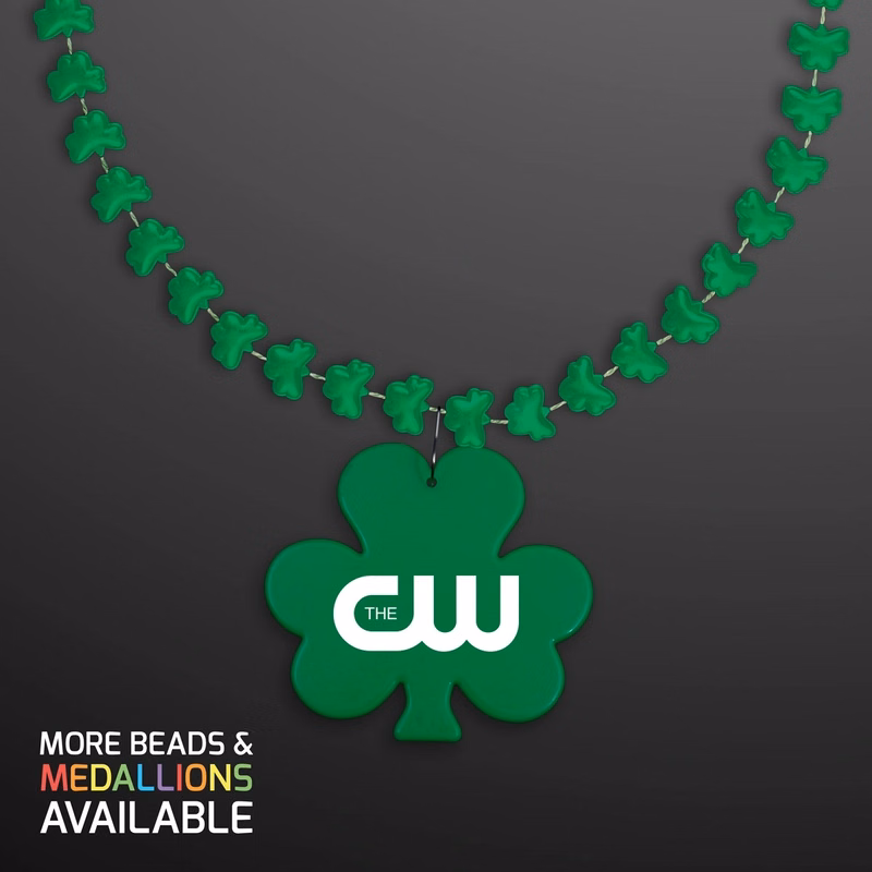 Rounded Mini Shamrocks Bead Necklace with Medallion