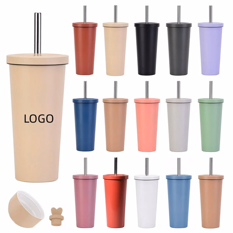 Bubble Tea Cup Insulated water Bottle 24oz Tumbler