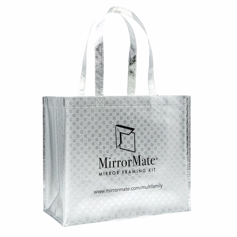 Textured Metallic Silver Tote Bag 16"x13"x6"
