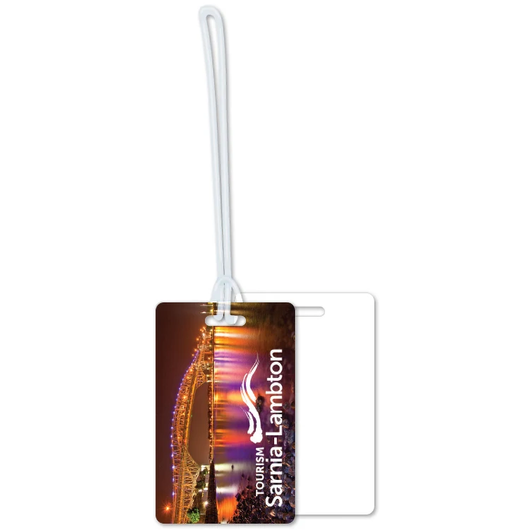 Luggage Tags .020 White Plastic (2.13"x3.38") in Full Colour with 6" Loop 1