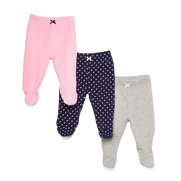 Baby Footed Pants - Pink 9 Months 3 Pack 1