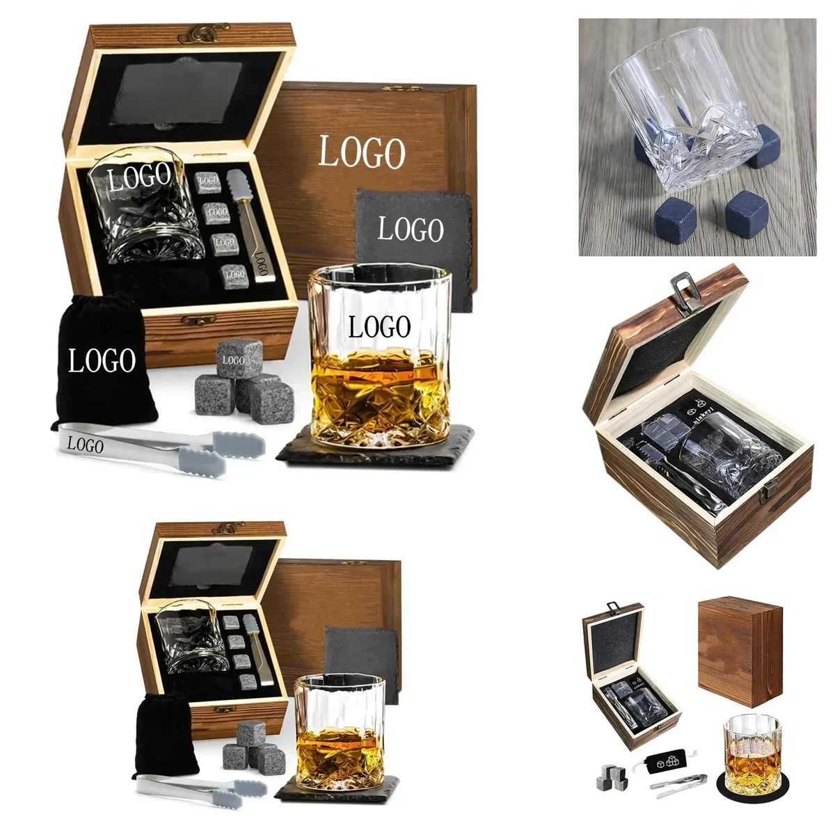 Business Whisky Gift Set, custom glassware with logo imprint 1
