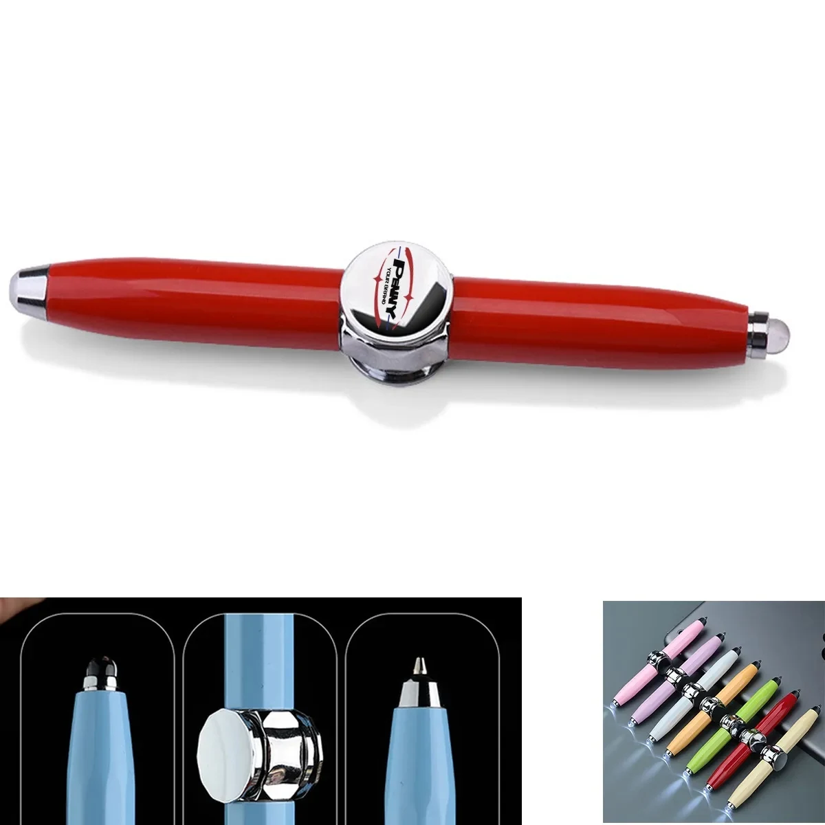 Multi-Function Ballpoint Pen Fidget Gyro Spinner LED Light 1