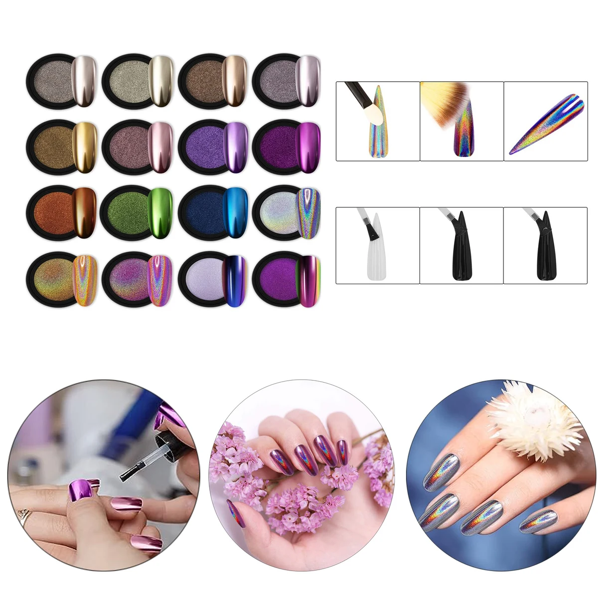 1g/Jar Chrome Gel Polish Mermaid Unicorn Dipping Shining Art Nail Mirror Powder 1