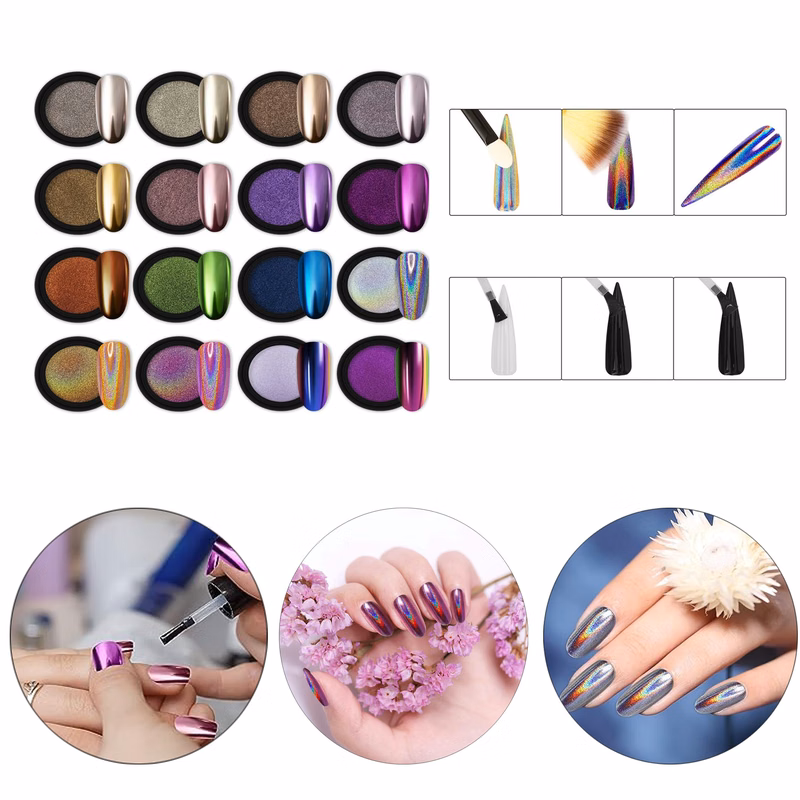 1g/Jar Chrome Gel Polish Mermaid Unicorn Dipping Shining Art Nail Mirror Powder