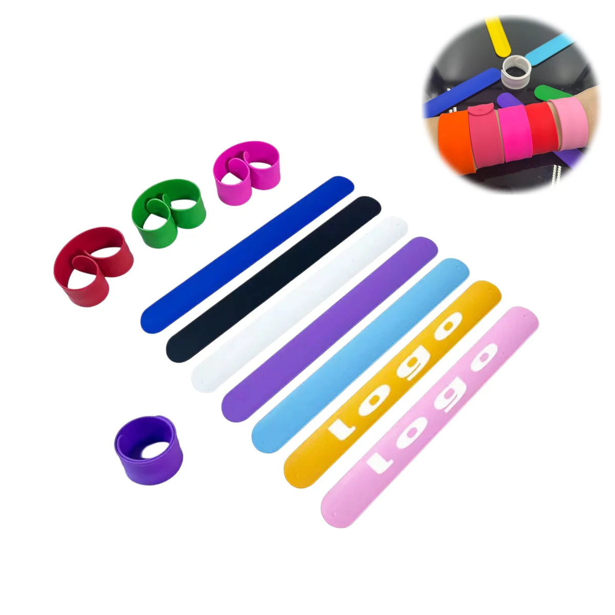 Multicolor Plain Silicone Slap Wristband for Adults Kids 1