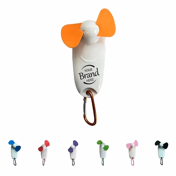 Custom ABS Portable Fan with LED Flashlight and Carabiner — Outdoor Hand Fan