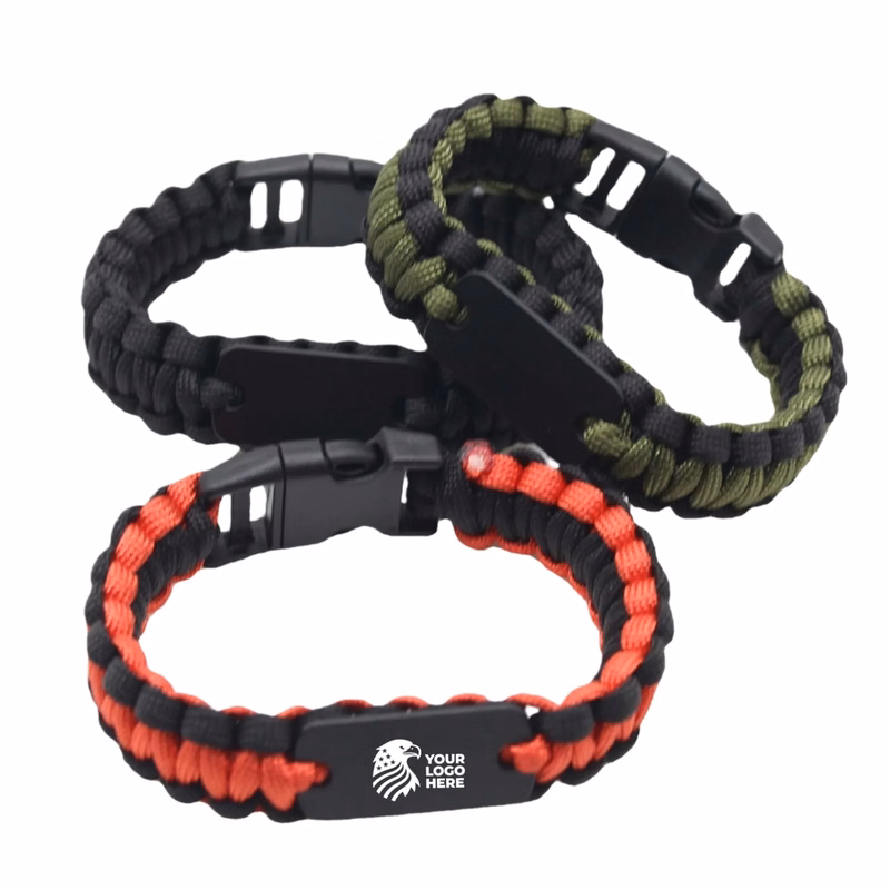 Paracord Survival Bracelet Metal Plate Gift