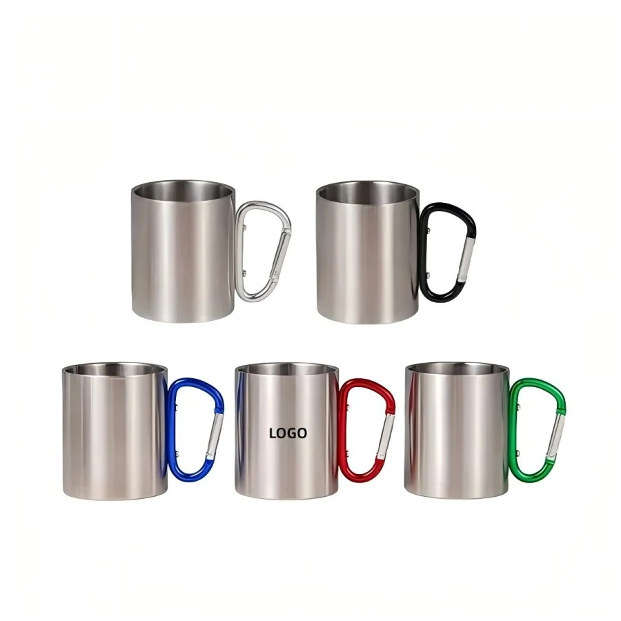 10OZ Stainless Steel Coffee Mug With Carabiner 1