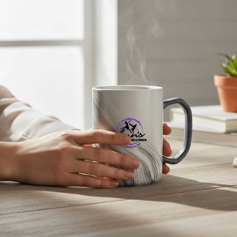 20 oz. Marble Pattern Ceramic Mug with Color Handle