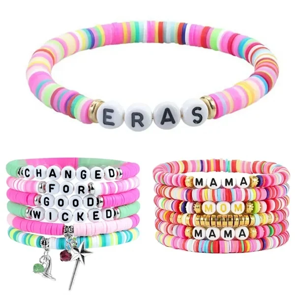 Custom 7.5 Inch Clay Letter Bead Bracelet — Personalized Self Expression Jewelry 1