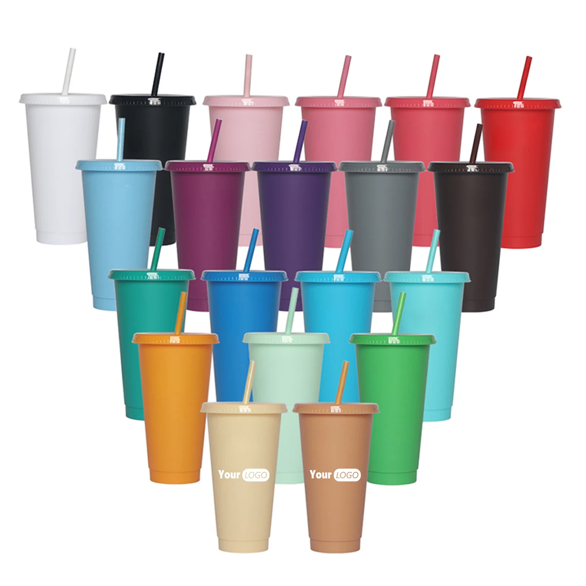 Customizable Plastic Travel Cup with Straw 1