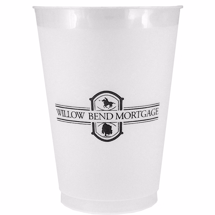 12 oz. Frosted Translucent Plastic Stadium Cup with Automated Silkscreen Imprint
