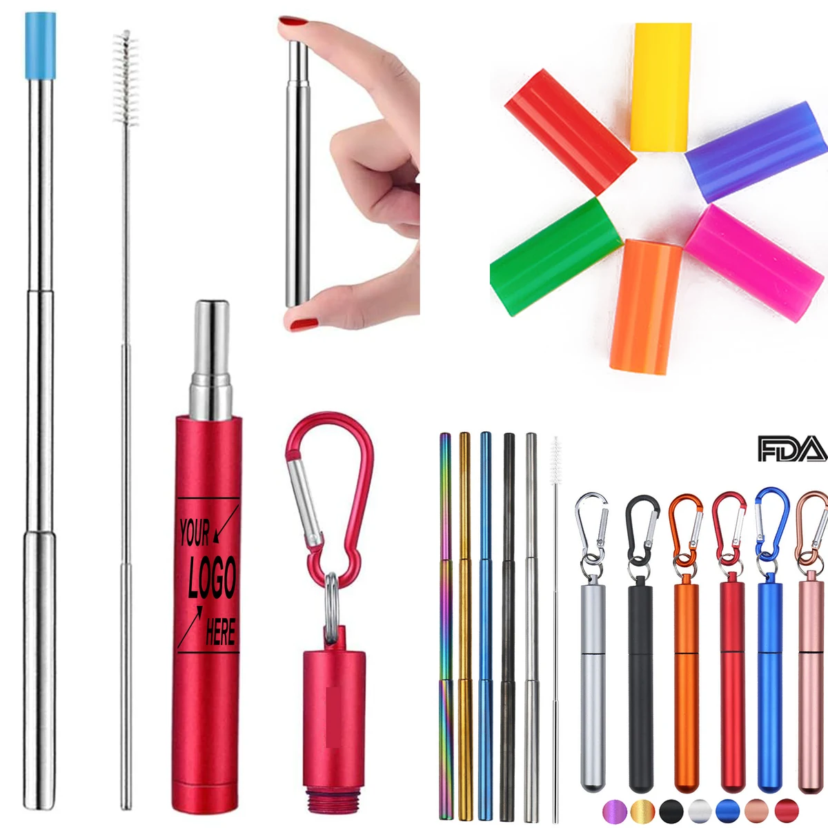 Collapsible Reusable Travel Straw with Case 1