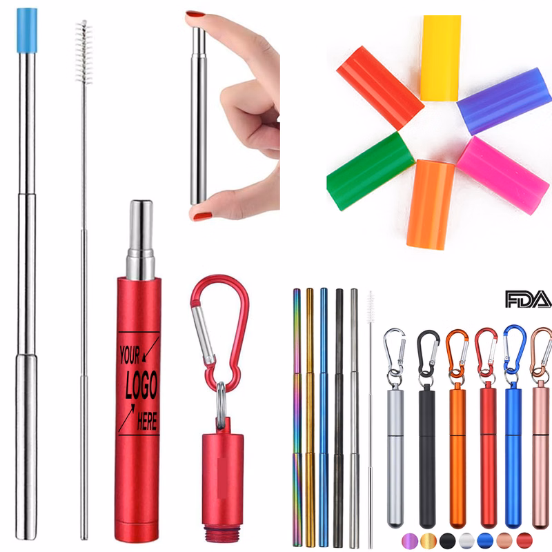 Collapsible Reusable Travel Straw with Case
