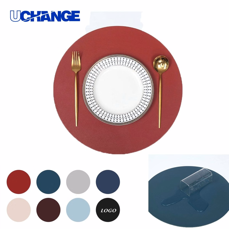 Round Leather Placemat for Dining Table Protection