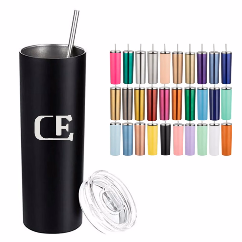 Stainless Steel Skinny Tumbler With Lids And Straws
