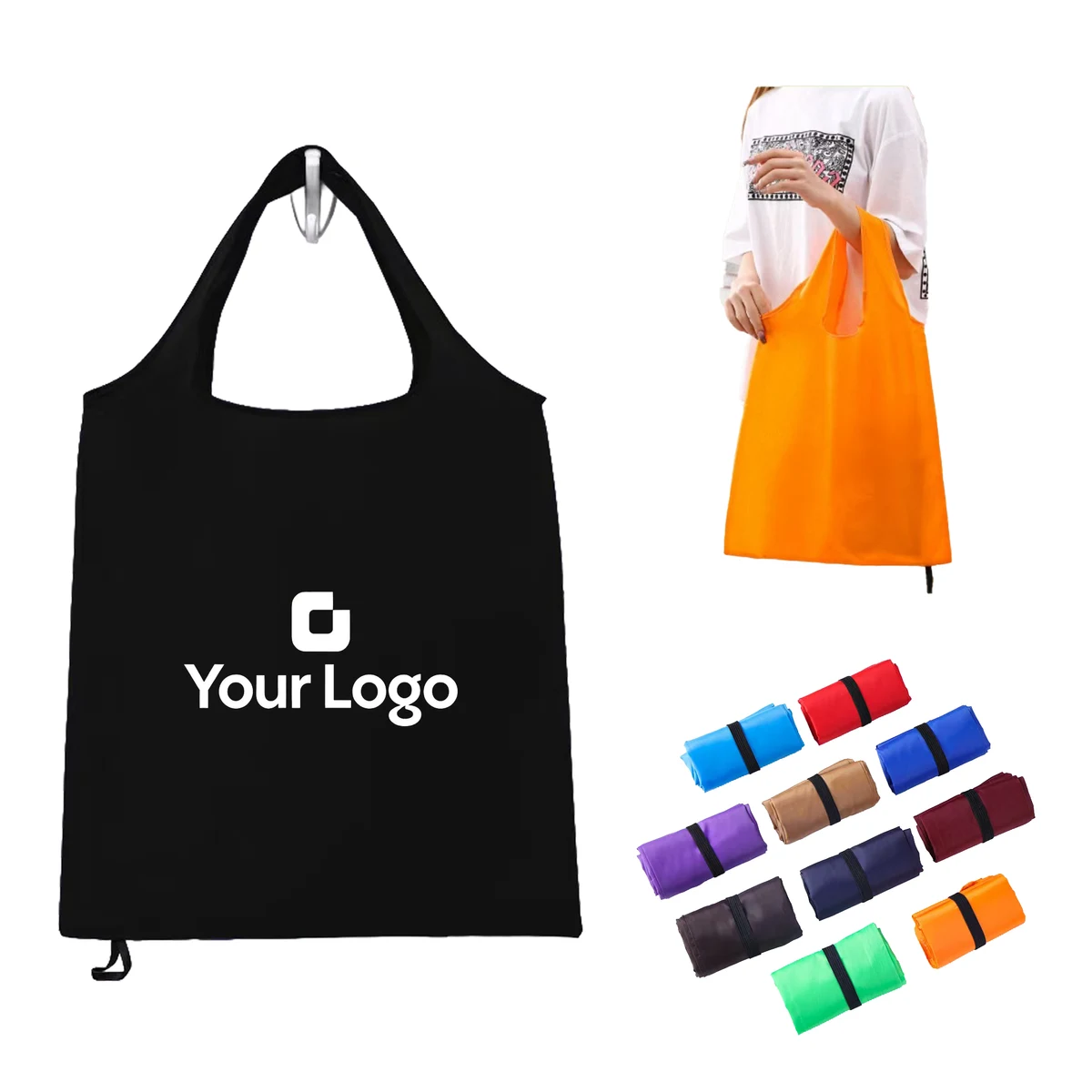 Custom Printed 210T Polyester Promotional Shopping Tote 1