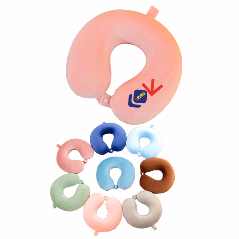 Inflatable Travel Neck Pillow with Built-In Pump