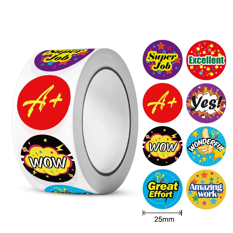 500pcs Round Praise Stickers for children 1