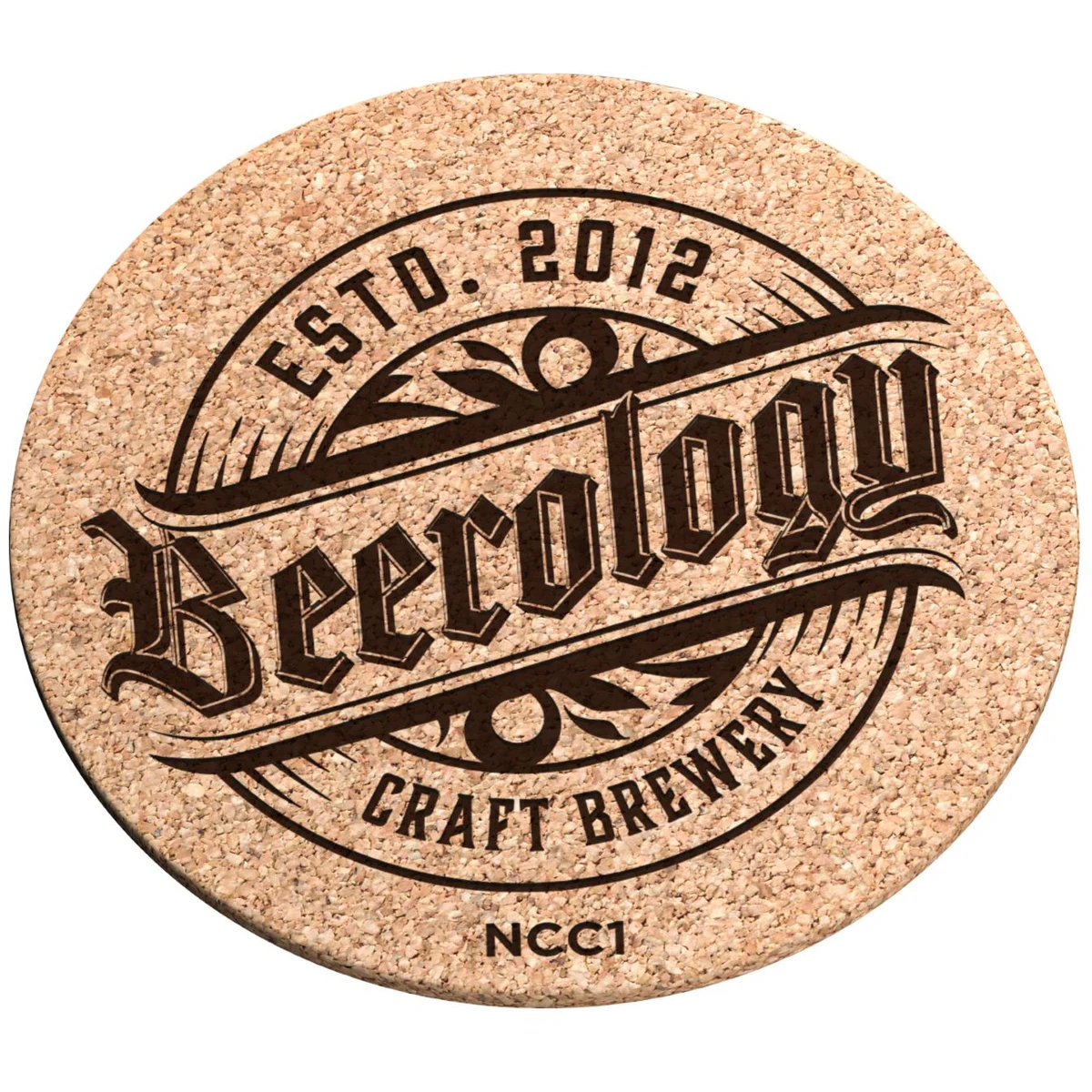 3/16" Natural Cork Coasters Round (3.5" dia.), Laser engraved 1